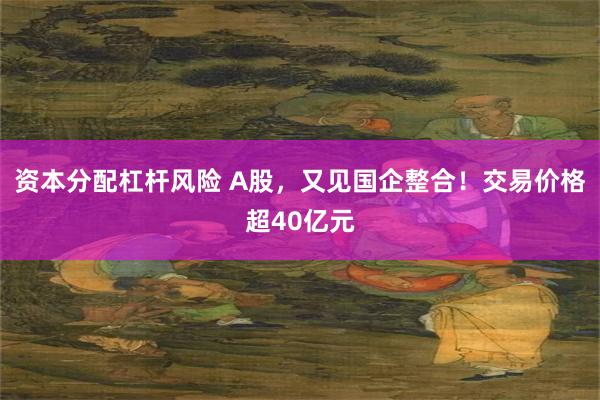 资本分配杠杆风险 A股，又见国企整合！交易价格超40亿元