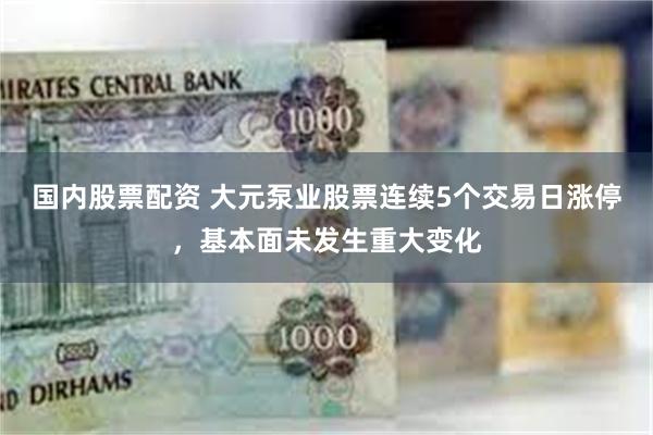 国内股票配资 大元泵业股票连续5个交易日涨停，基本面未发生重大变化